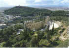 Herodus Atticus theatre of ancient Athens with port Piraeus in the distance 